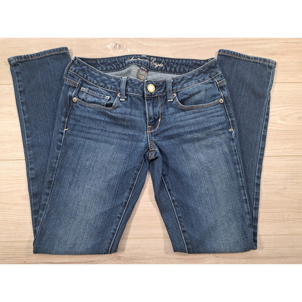 American Eagle Skinny Jeans Womens 2 Regular Dark Wash Low Rise Stretch Denim